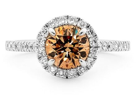 coloured diamond Halo Engagement Ring