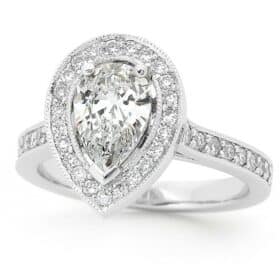 pear shaped diamond ring with halo