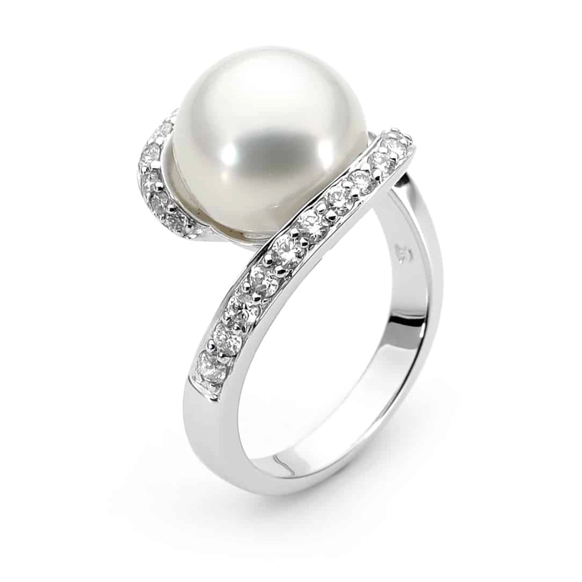 Australian South Sea Pearl And Rapped Diamond Ring