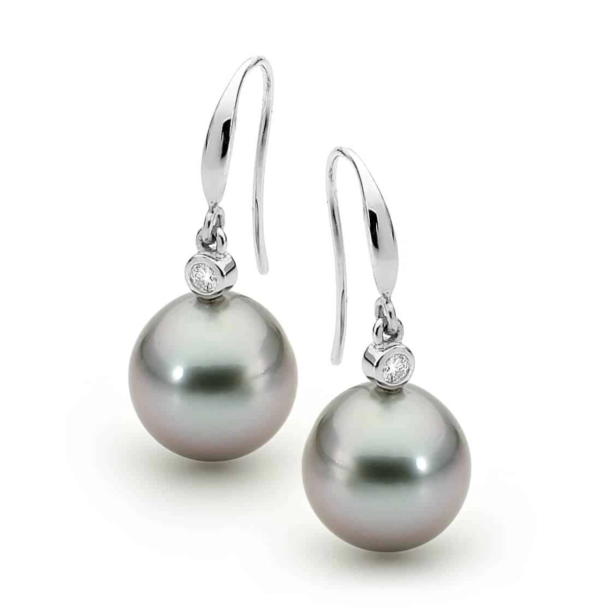 Black Tahitian Pearl and Diamond Drop Earrings
