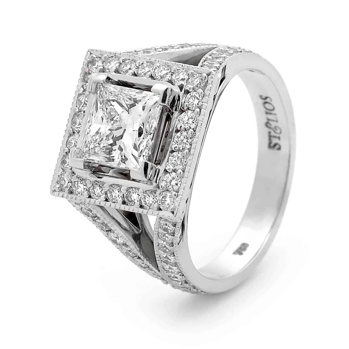 princess-halo-diamond-ring Princess Halo Diamond Ring