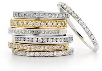 wedding bands stacked on top of each other