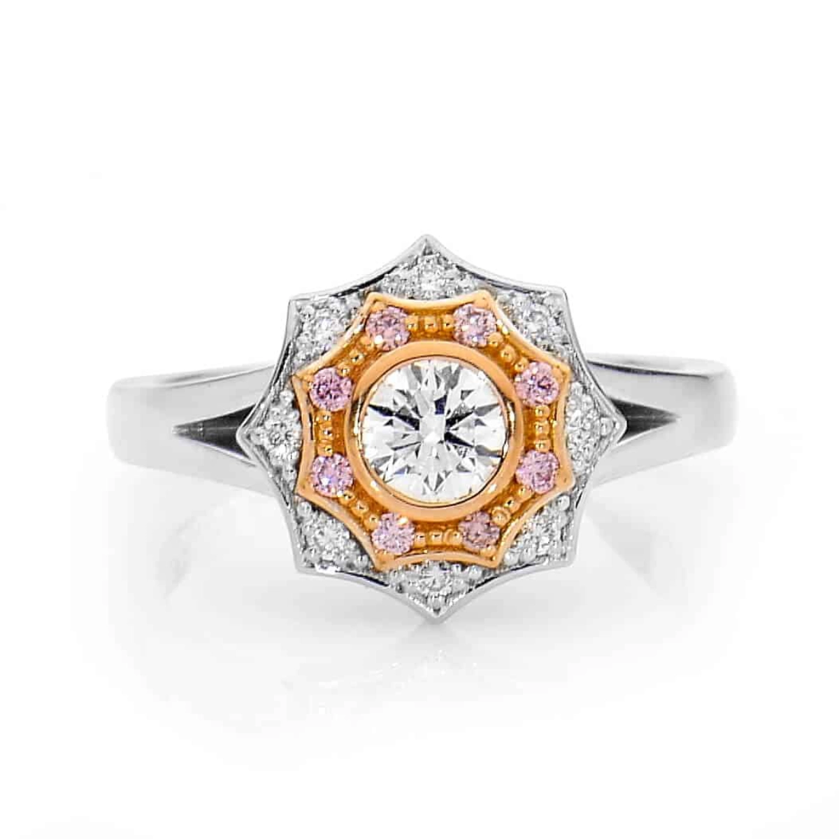 white-and-pink-diamond-star-ring White and Pink Diamond Star Ring
